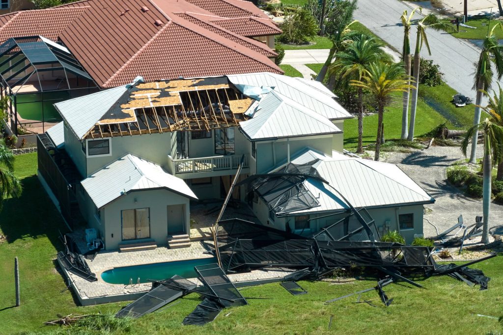 hurricane destroyed residential house